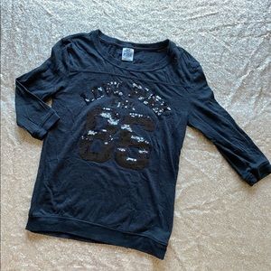 VS Pink 3/4 Sleeve Sequined Top